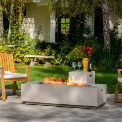 Best Selling Home Decor Foyer Extérieur Au Propane Santos, 56" X 24", Ardoise Grise Patinée