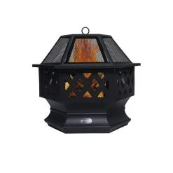 Foyer Extérieur Au Bois En Acier De Homerun Garden Of Eden, 28 Po, Noir Brossé Rouge