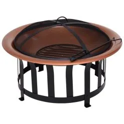 Foyer Au Bois En Acier Cuivre Et Noir Par Outsunny Pour L'extérieur